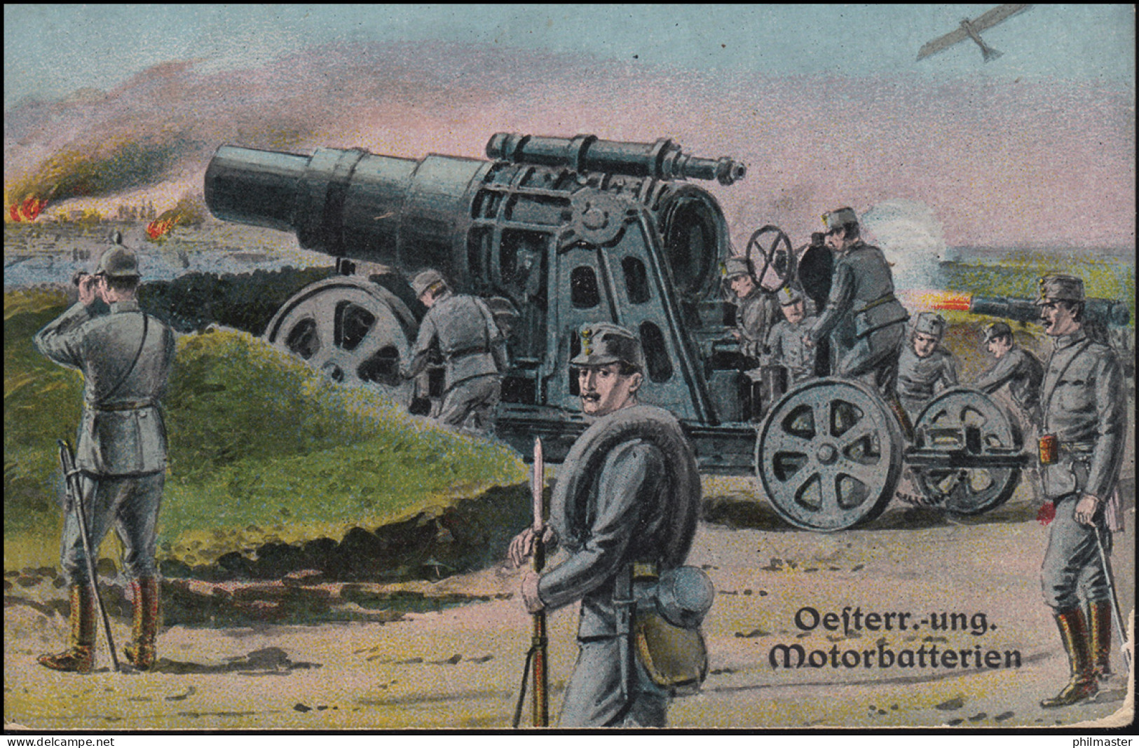 Feldpost BS M.-G.-Instruktionskurs 24.12.16, AK Österr.-ungar. Motorbatterien - Ocupación 1914 – 18