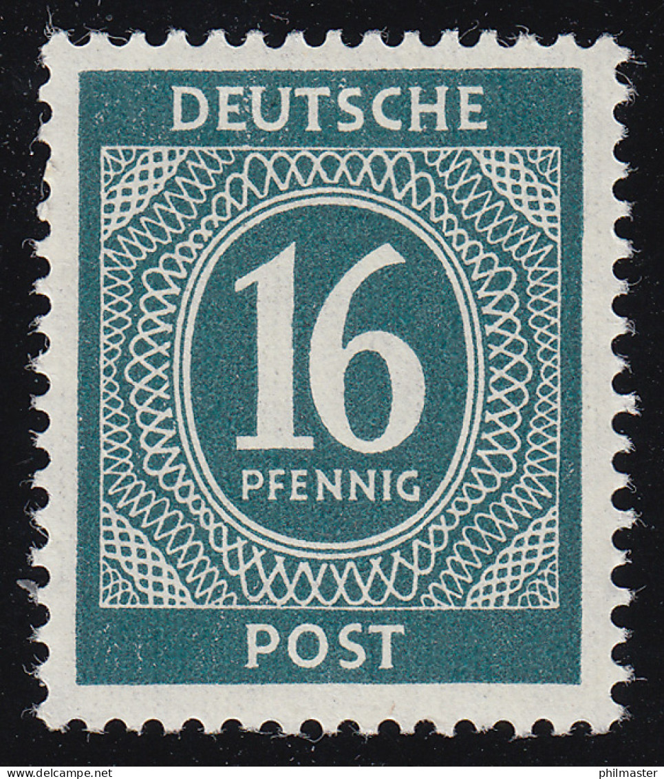 Alliierte Besetzung 923b Ziffer 16 Pf, Schwärzlichgrünblau, ** Geprüft - Mint