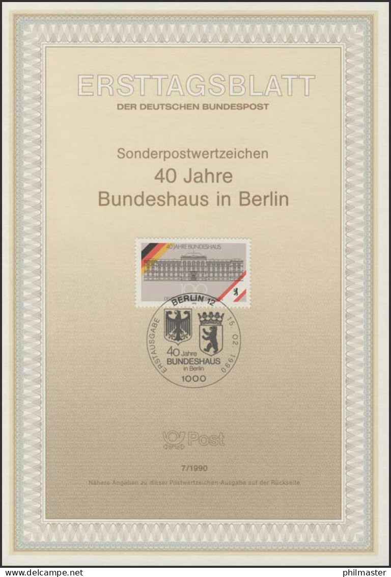 ETB 07/1990 Bundeshaus - 1e Dag FDC (vellen)