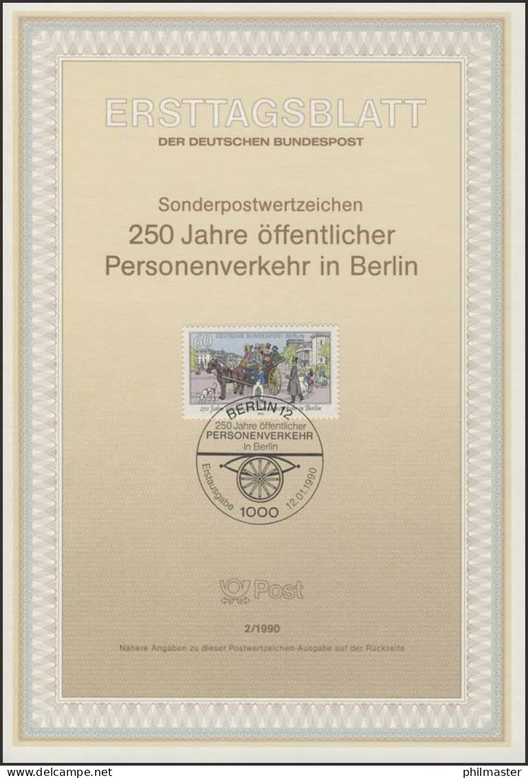 ETB 02/1990 Personenverkehr, Pferdekutsche - 1° Giorno – FDC (foglietti)