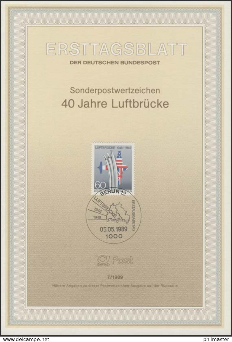 ETB 07/1989 Luftbrücke - Beendigung Blockade Berlins - 1st Day – FDC (sheets)