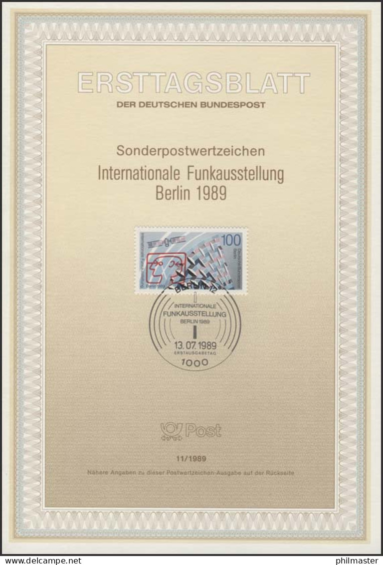 ETB 11/1989 Funkausstellung IFA, Satellit, Parabolspiegel - 1. Tag - FDC (Ersttagblätter)