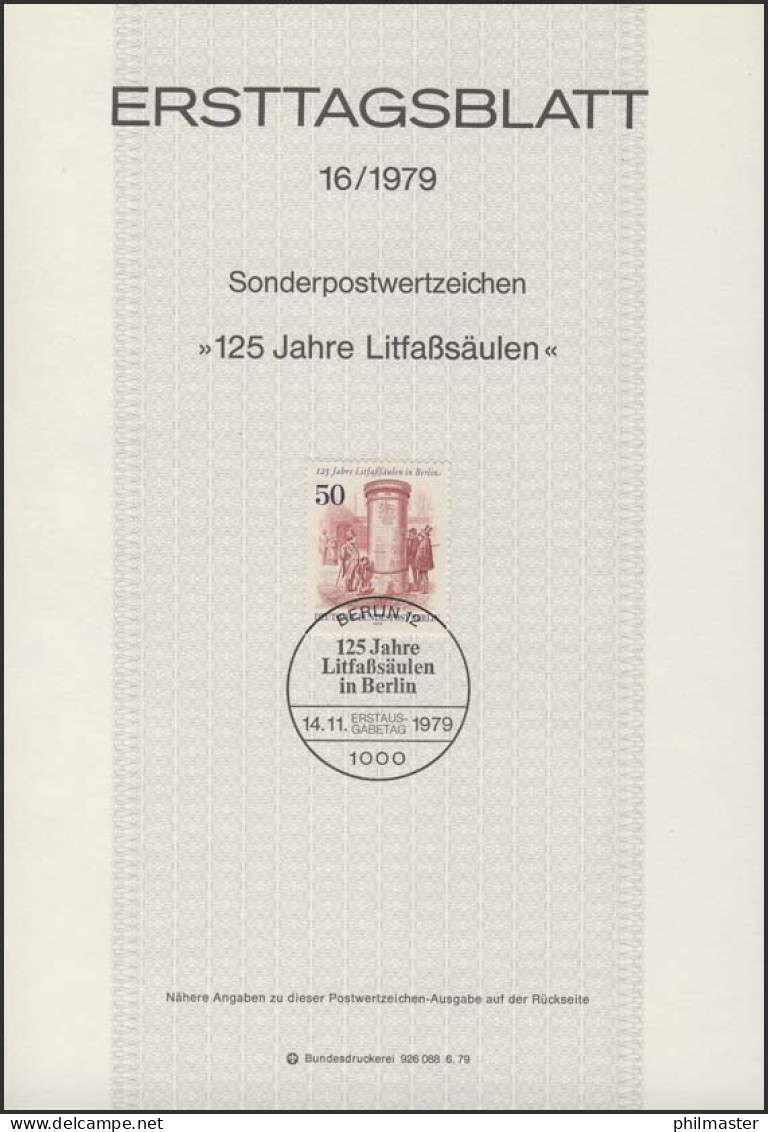 ETB 16/1979 Litfaßsäule - 1er Día – FDC (hojas)