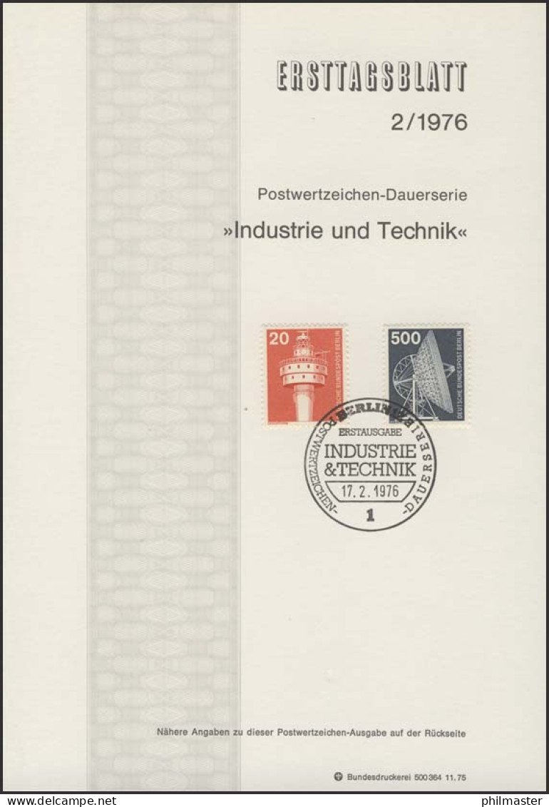 ETB 02/1976 IuT, Leuchtturm, Radioteleskop - 1st Day – FDC (sheets)