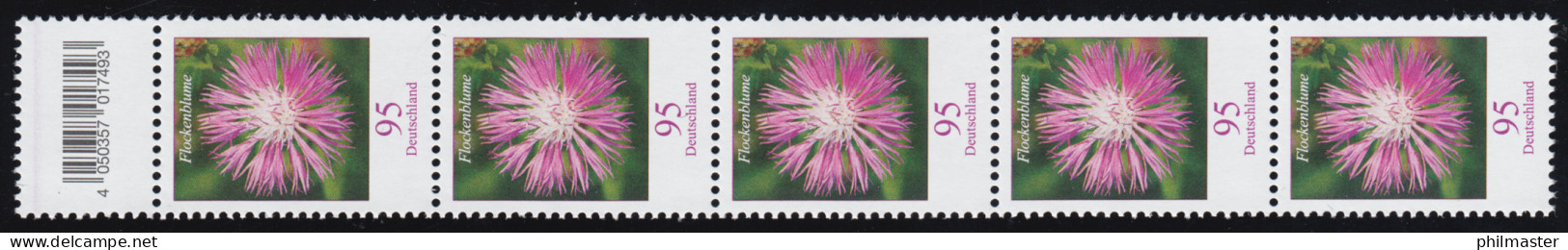 3470 Flockenblume 95 C. KLEINE Nr. Aus 500er-Rolle, 5er Mit CF (geschl. 4) ** - Francobolli In Bobina