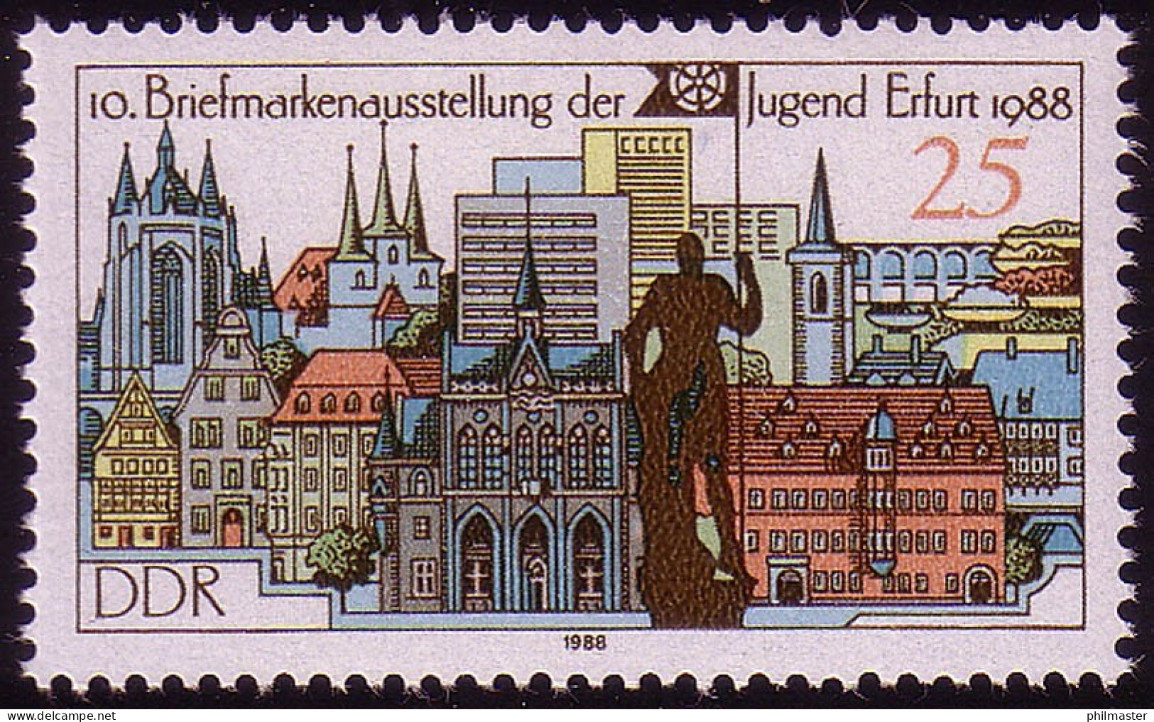 3175 Ausstellung 1988 25 Pf Erfurt ** - Nuevos