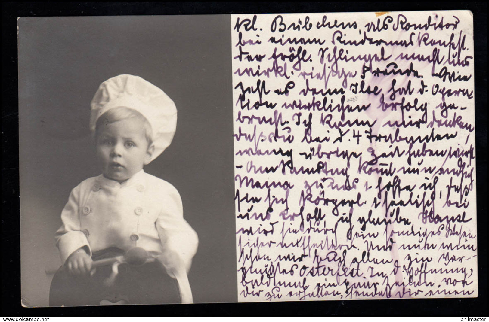 Kinder-AK Junge Als Konditor Mit Mütze Und Löffel, MÜNCHEN 13.4.1911 - Andere & Zonder Classificatie