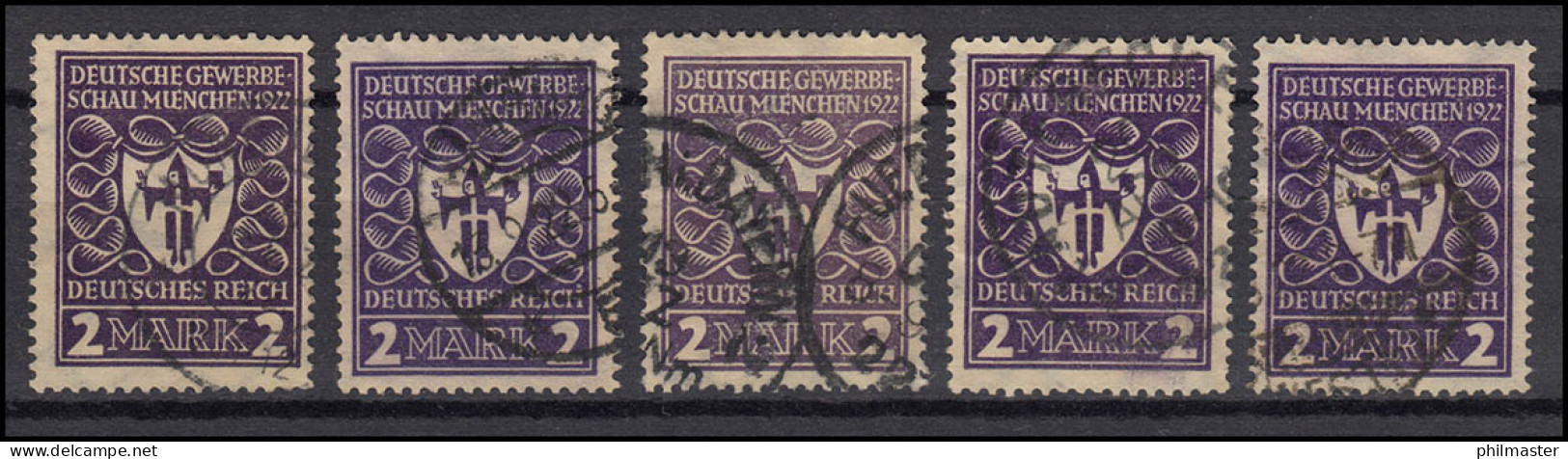 200 Gewerbeschau 2 Mark: Set Mit Fünf Farbvarianten, Zeitgerecht Gestempelt - Used Stamps