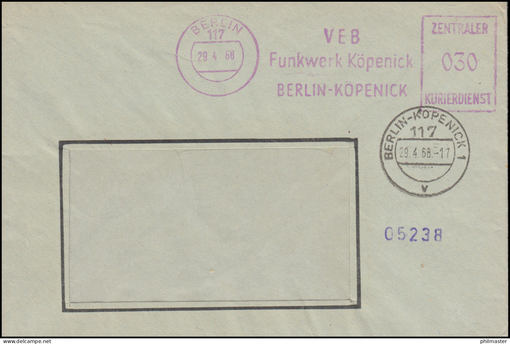 ZKD-AFS VEB Funkwerk Köpenick BERLIN 29.4.68 Fensterbrief AK-O TELTOW 30.4.48 - Altri & Non Classificati