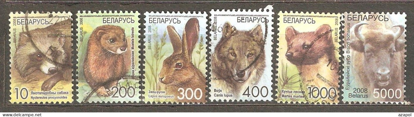 Belarus: Set Of 6 Used Definitive Stamps, Wild Animals, 2008, Mi#707-49 - Bielorrusia