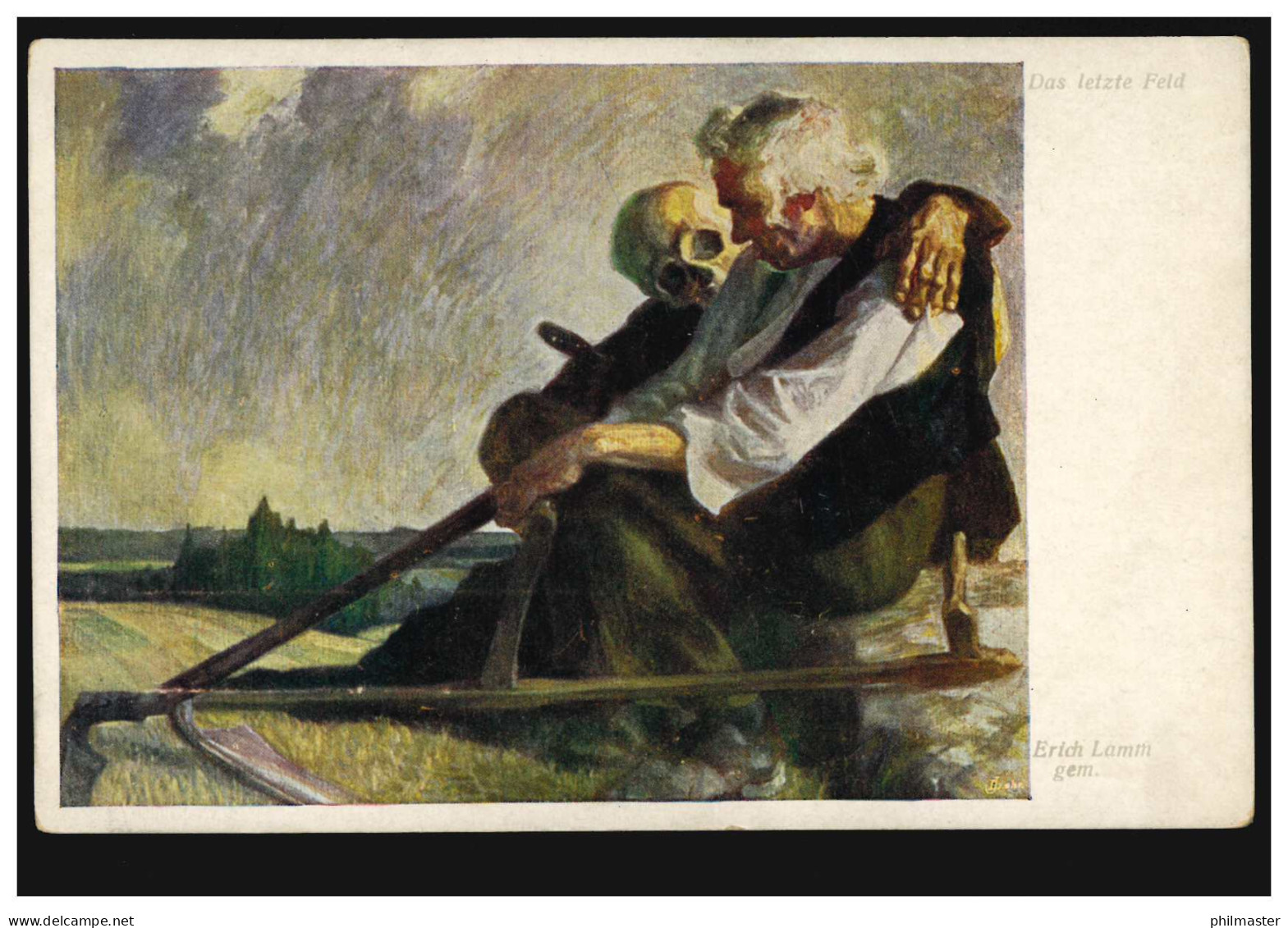 Künstler-AK Landwirtschaft: Erich Lamm - Das Letzte Feld, Ungebraucht, Um 1910  - Otros & Sin Clasificación