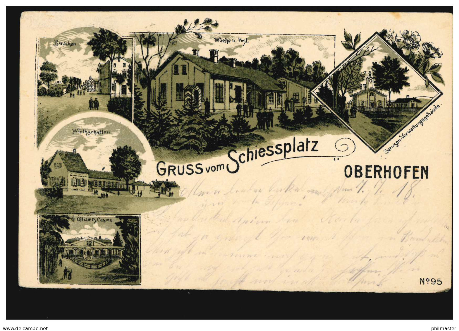 AK Gruss Vom Schiessplatz Oberhofen, BS Ausbildungseinheit, Um 1916/1917 - Other & Unclassified