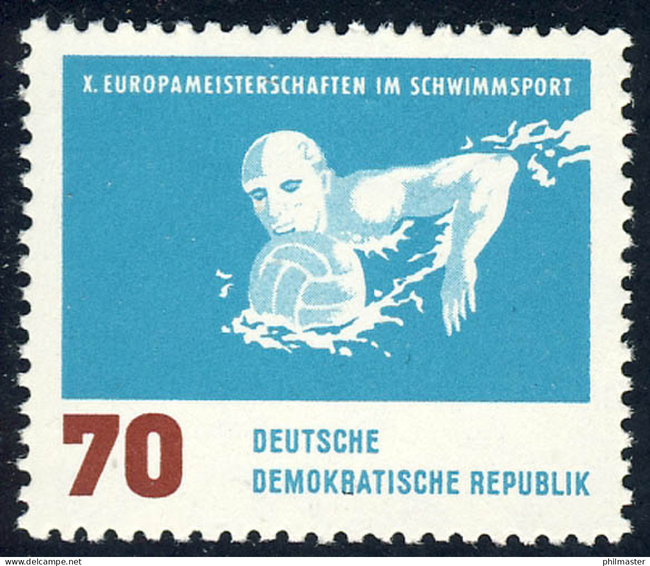 912 Schwimm-EM Wasserball 70 Pf ** - Ongebruikt