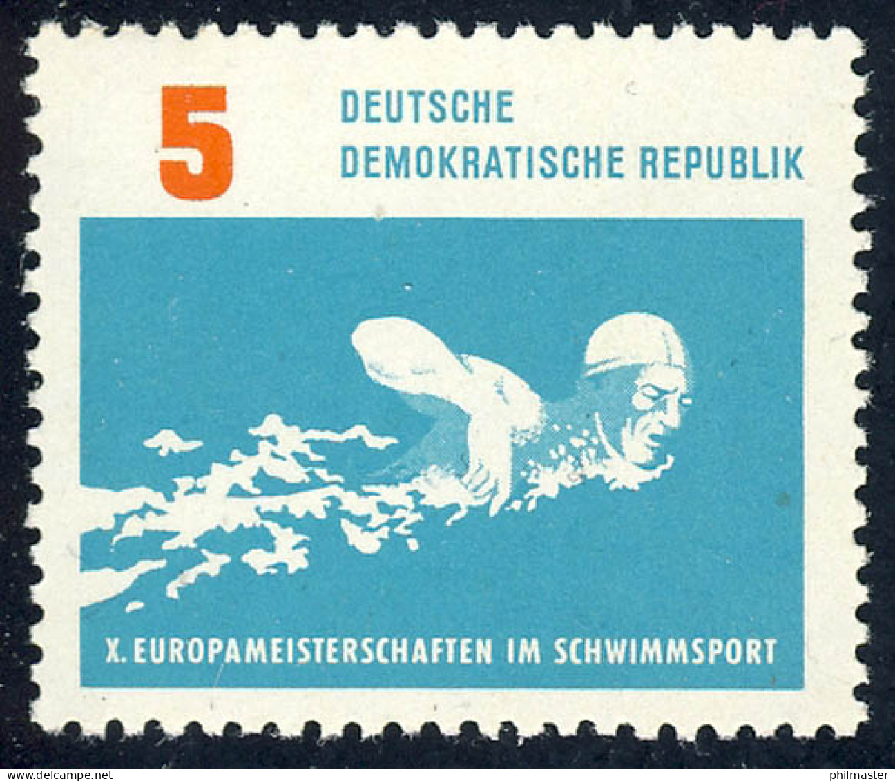 907 Schwimm-EM Freistil 5 Pf ** - Unused Stamps