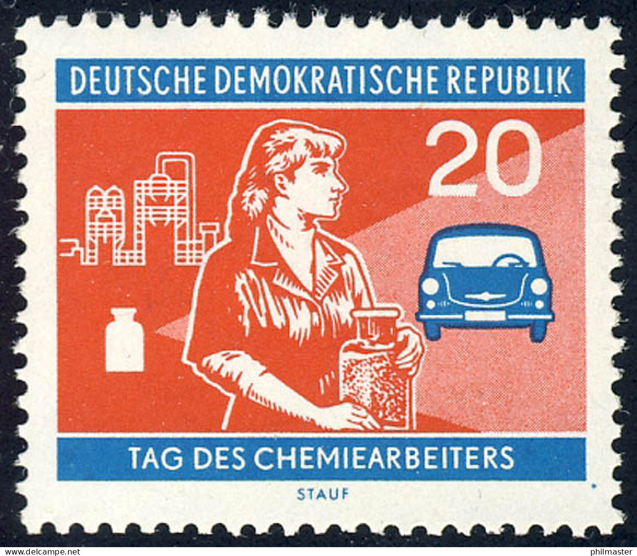 802 Chemiearbeiter 20 Pf ** - Ongebruikt