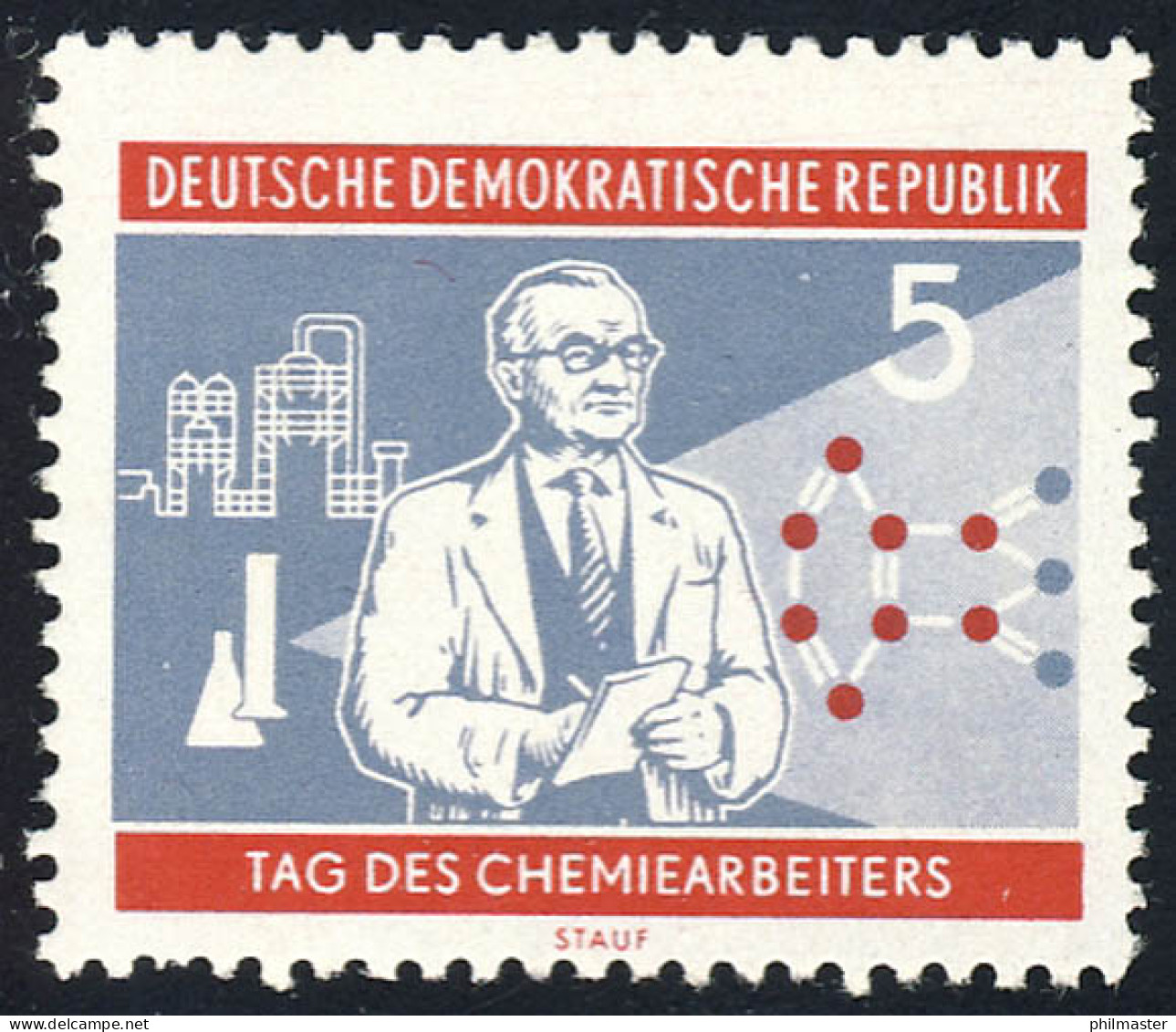 800 Chemiearbeiter 5 Pf ** - Unused Stamps