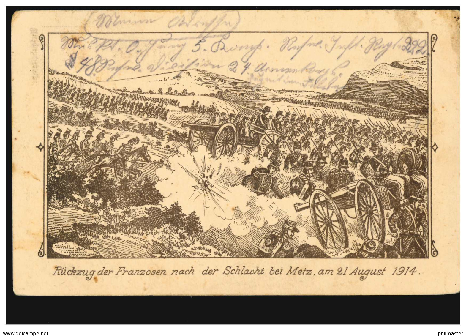 AK Rückzug Der Franzosen Nach Der Schlacht Bei Metz Am 21.8.1914, Feldpost 1914 - Other & Unclassified