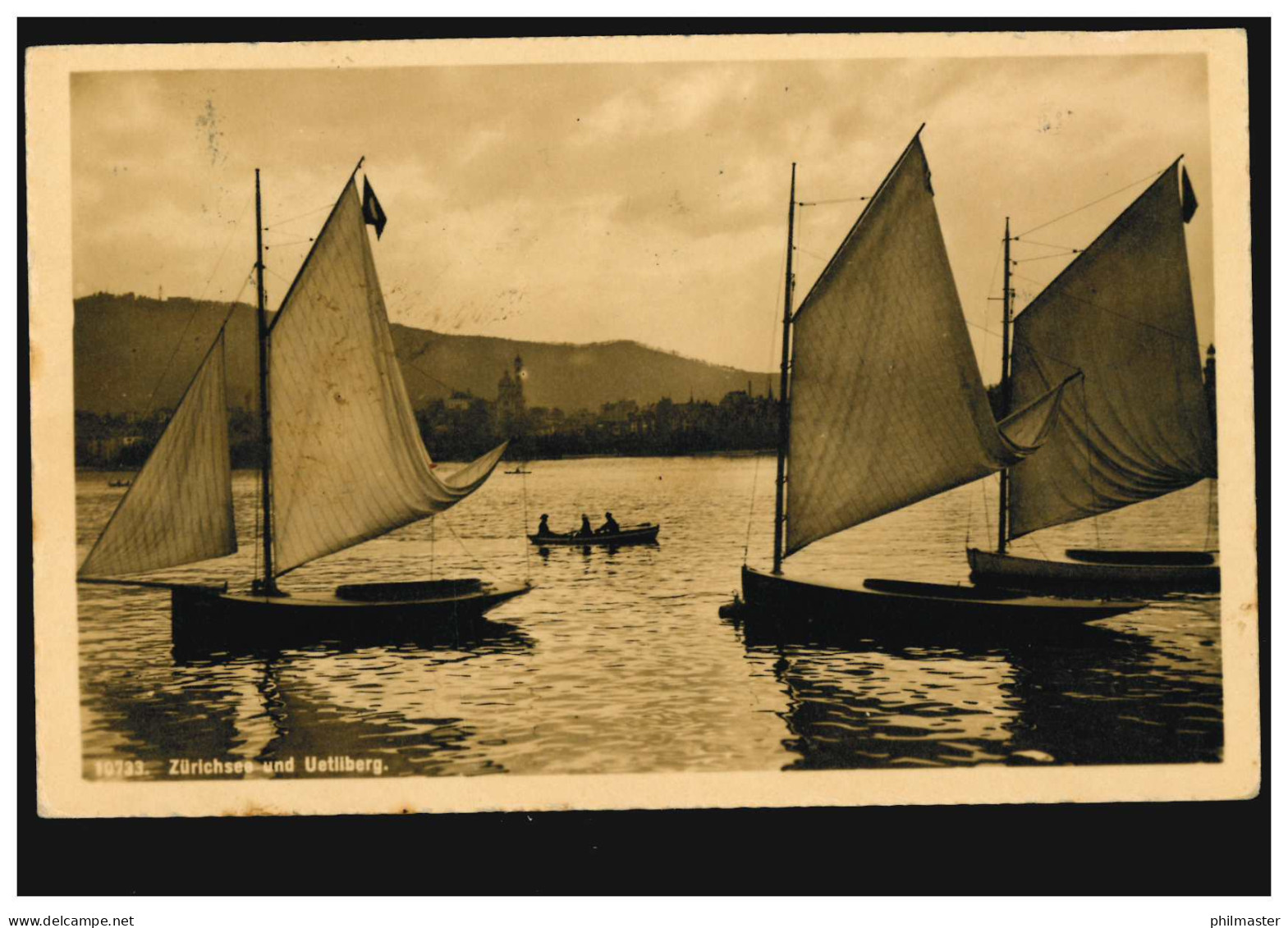 Foto-AK Schiffe: Zürichsee Und Uetliberg Mit Segelbooten, ZÜRICH 17.4.1914 - Sonstige & Ohne Zuordnung