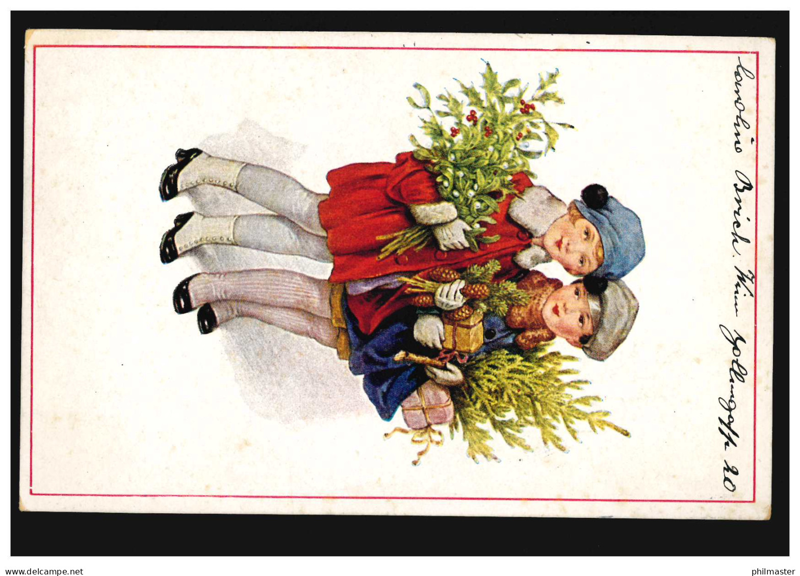 Kinder-AK Zwei Mädchen Mit Weihnachtszubehör, WIEN 1925 Nach Graz - Other & Unclassified