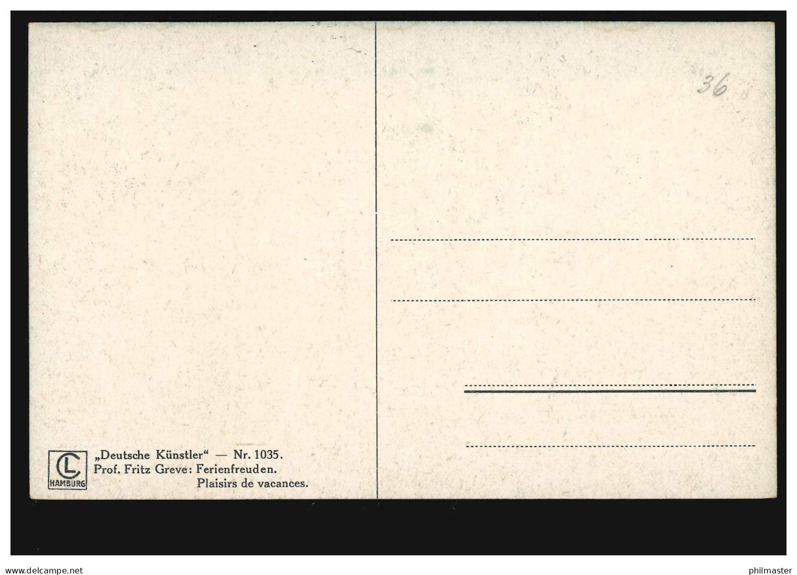 Künstler-AK Herm. Seeger: Ferienfreuden, Deutsche Künstler Nr. 1035, Ungebraucht - Zonder Classificatie