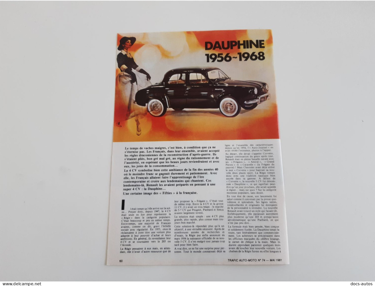 Coupure De Presse Automobile Renault Dauphine - Voitures