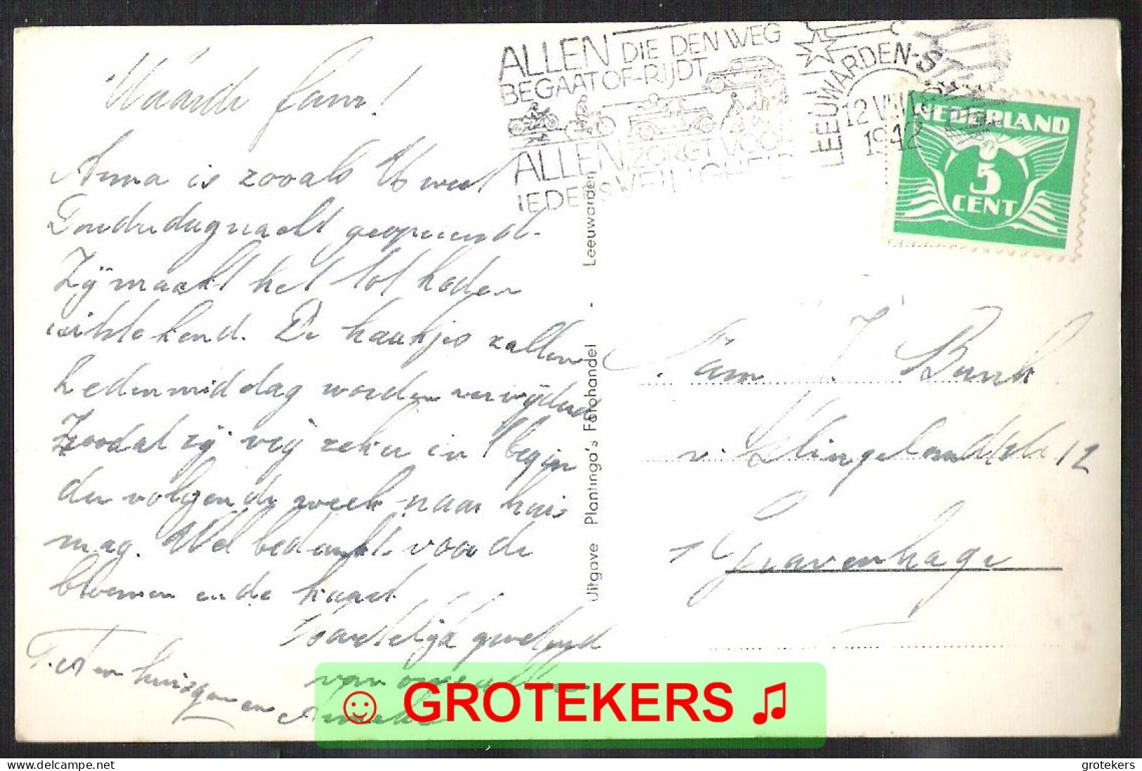 LEEUWARDEN Diaconessenhuis In Wintertijd 1942 Mooi VERKEERS Stempel - Leeuwarden