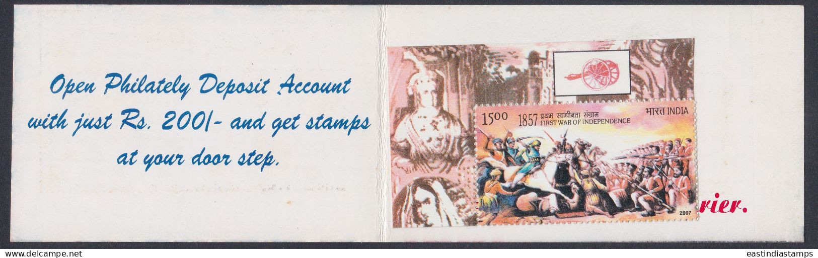 Inde India 2007 Mint Stamp Booklet 1857 Independence Anniversary, Horse, Soldier, Cavalry, Musket, British, Sword - Sonstige & Ohne Zuordnung