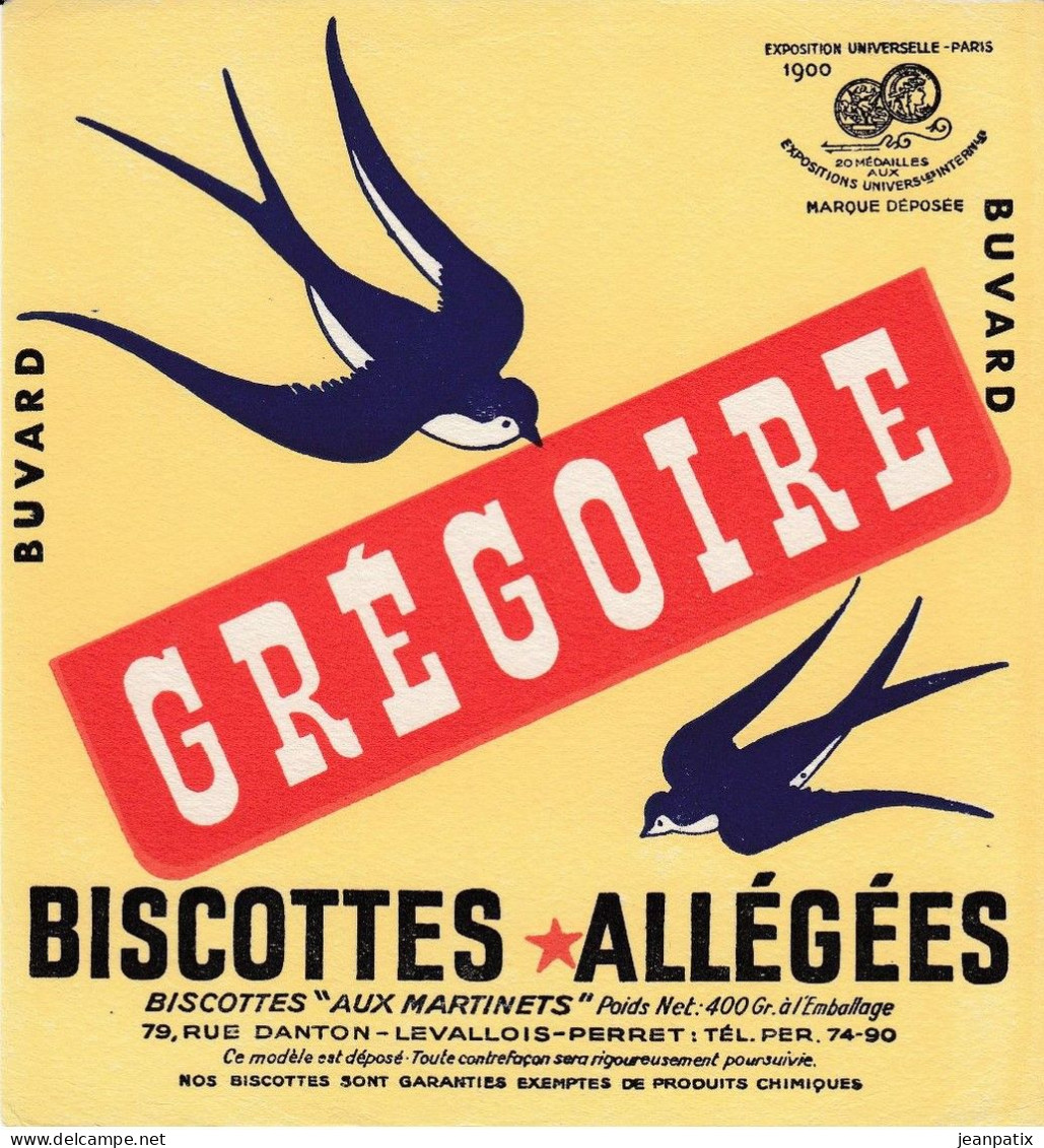 BUVARD & BLOTTER - Biscottes Allégées Grégoire - Biscottes Aux Martinets - Autres & Non Classés