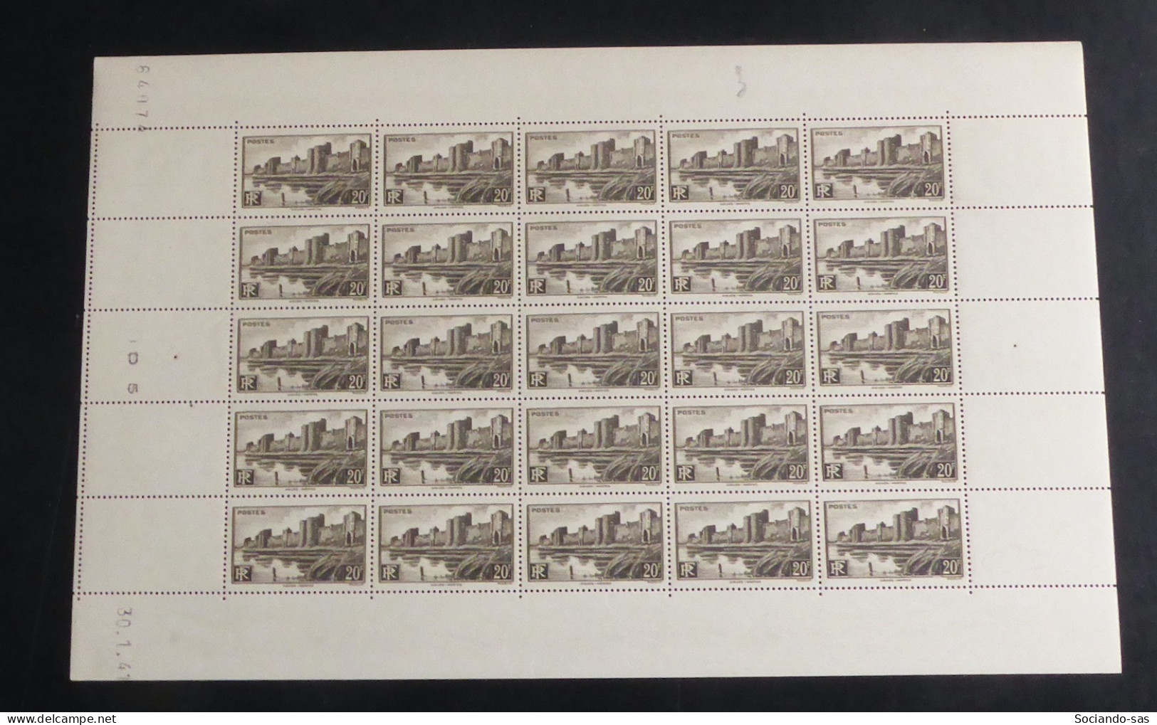 FRANCE - 1941 - N°YT. 501 - Aigues-Mortes - Feuille Complète - Neuf Luxe ** / MNH / Postfrisch - Full Sheets