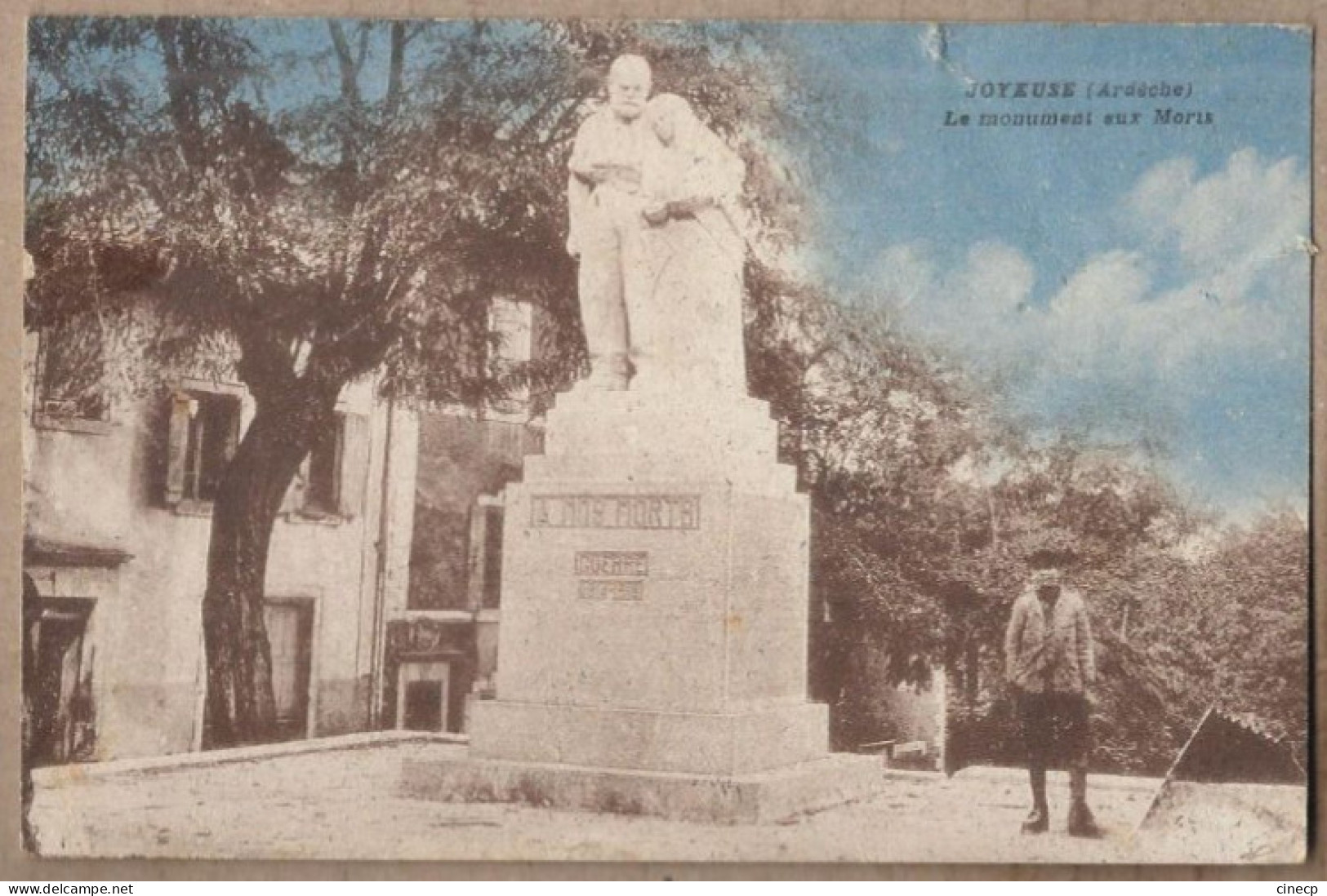 CPA 07 - JOYEUSE - Le Monument Aux Morts - TB PLAN EDIFICE GUERRE 14 18 ANIMATION PLACE TB Oblitération - Joyeuse