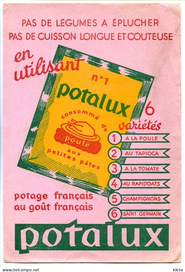 Buvard  15 X 22.1  Potage POTALUX   Consommé 6 Variétés - Potages & Sauces