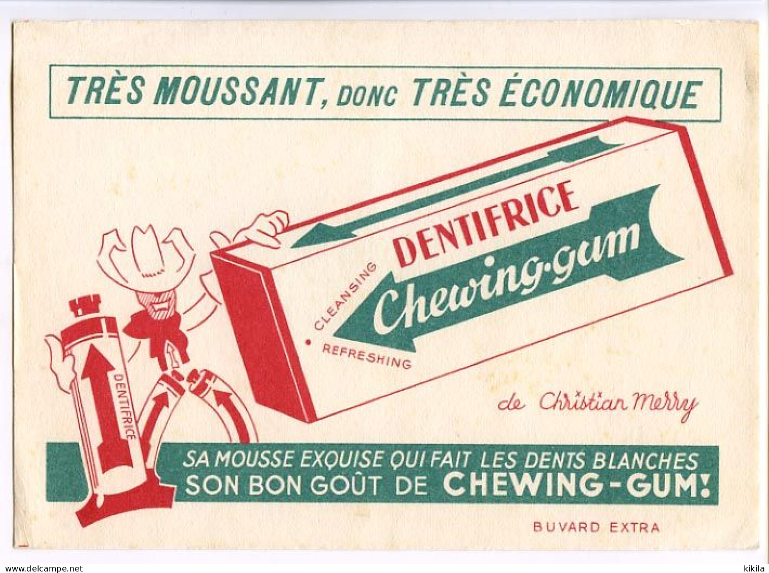 Buvard 18 X 12.5 Dentifrice Chewing-gum (2)  Cow Boy  Dessin De Christian Merry - D