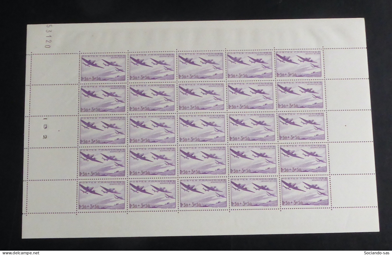 FRANCE - 1942 - N°YT. 540 - Oeuvres De L'air - Feuille Complète - Neuf Luxe ** / MNH / Postfrisch - Full Sheets
