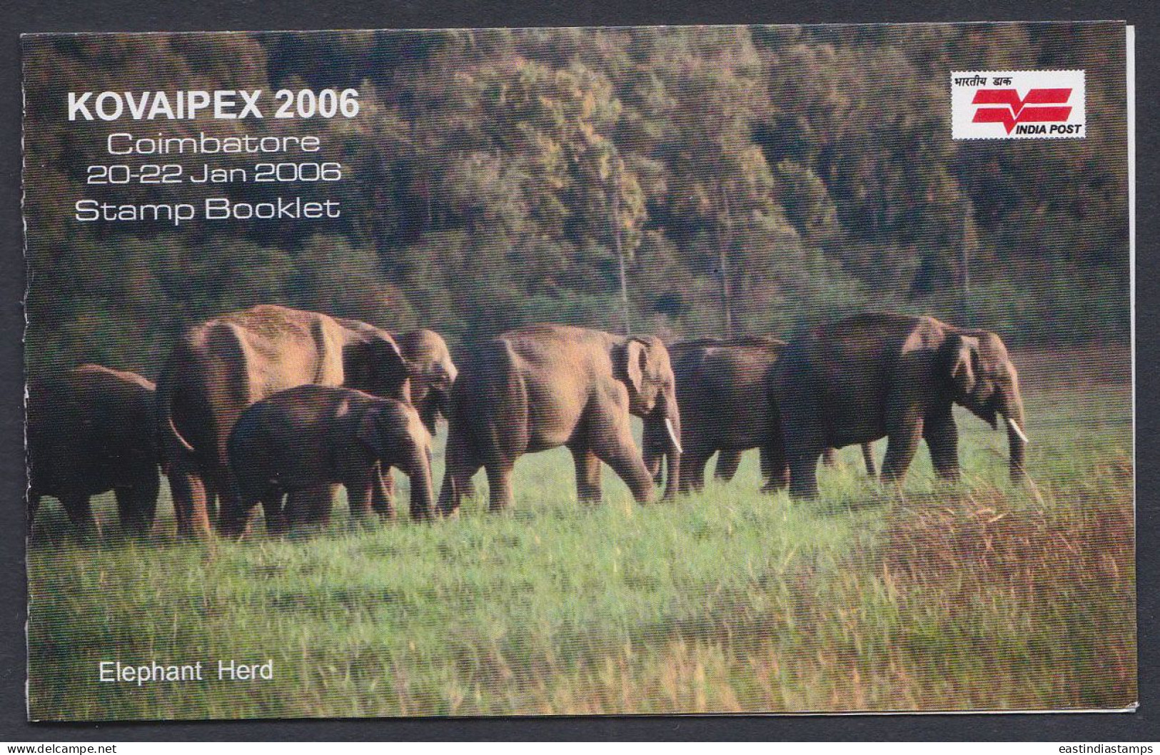 Inde India 2006 Mint Stamp Booklet Elephant Herd, Kovaipex, Stamp Exhibition, Elephants, Animal, Animals - Other & Unclassified