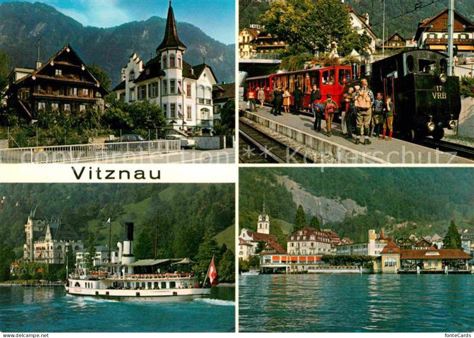 12680692 Vitznau Vierwaldstaettersee Teilansichten Faehrschiff Eisenbahn Vitznau - Andere & Zonder Classificatie