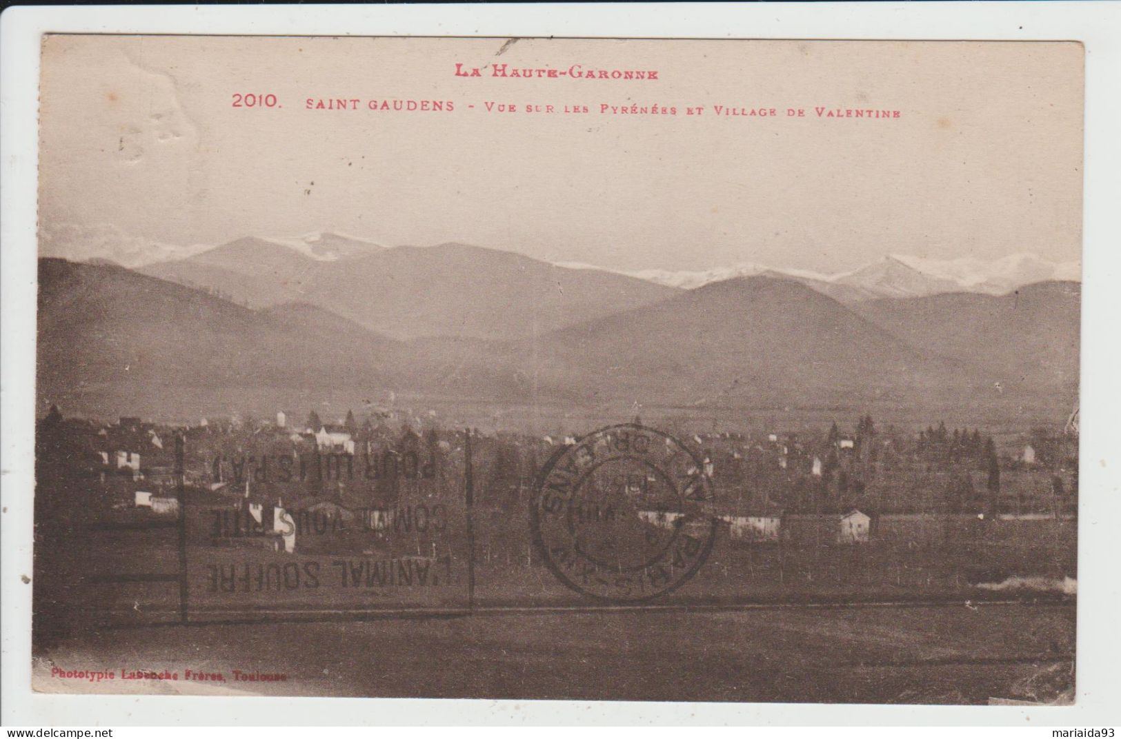 SAINT GAUDENS - HAUTE GARONNE - VUE SUR LES PYRENEES ET VILLAGE DE VALENTINE - Saint Gaudens