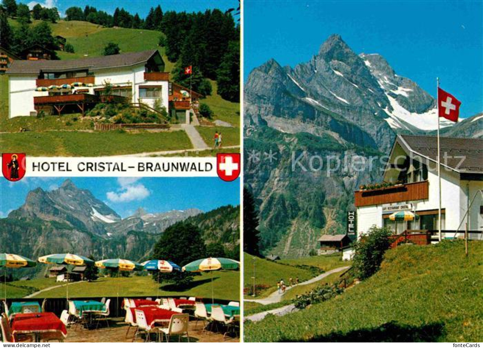 12678622 Braunwald GL Hotel Cristal Cafe Restaraut Terrasse Alpenblick Schweizer - Andere & Zonder Classificatie