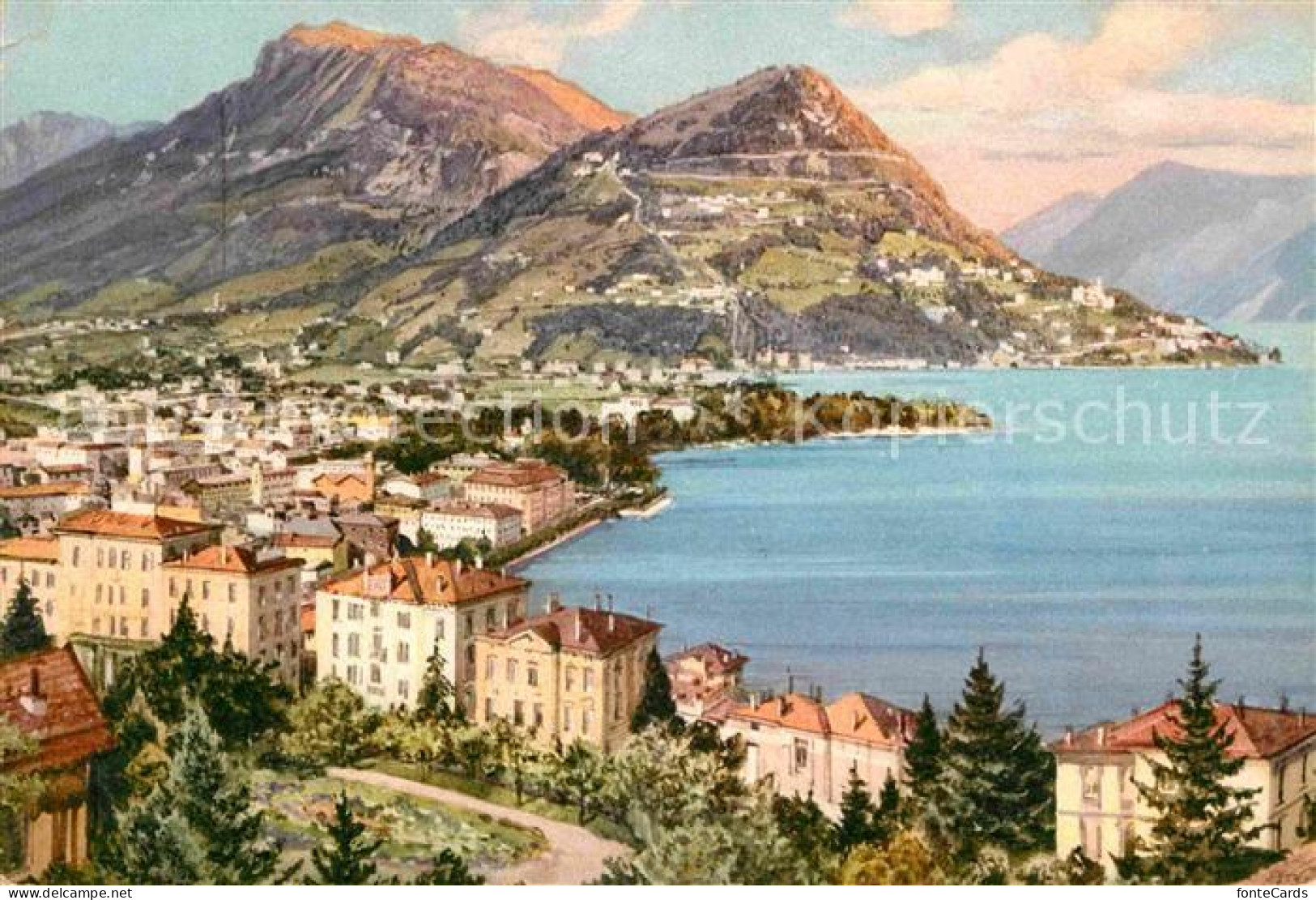 12678494 Lugano TI Seepartie Mit Monte Bre E Boglia Lugano - Other & Unclassified