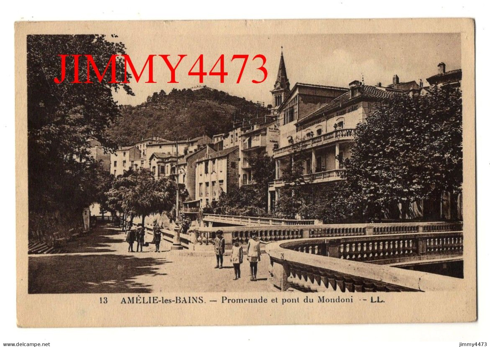 CPA - AMELIE-LES-BAINS En 1925 - Promenade Et Pont Du Mondoni ( Rue Bien Animée ) N° 13 - L L - Edit. C A P Strasbourg - Amélie-les-Bains-Palalda