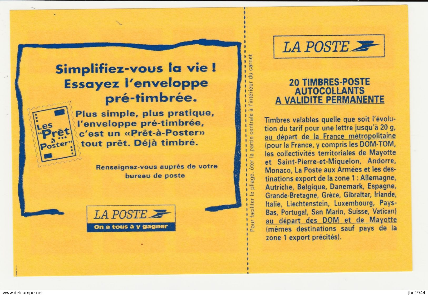 France Carnet N° 2874-C9 ** Essayez L'enveloppe Pré-timbrée - Sonstige & Ohne Zuordnung