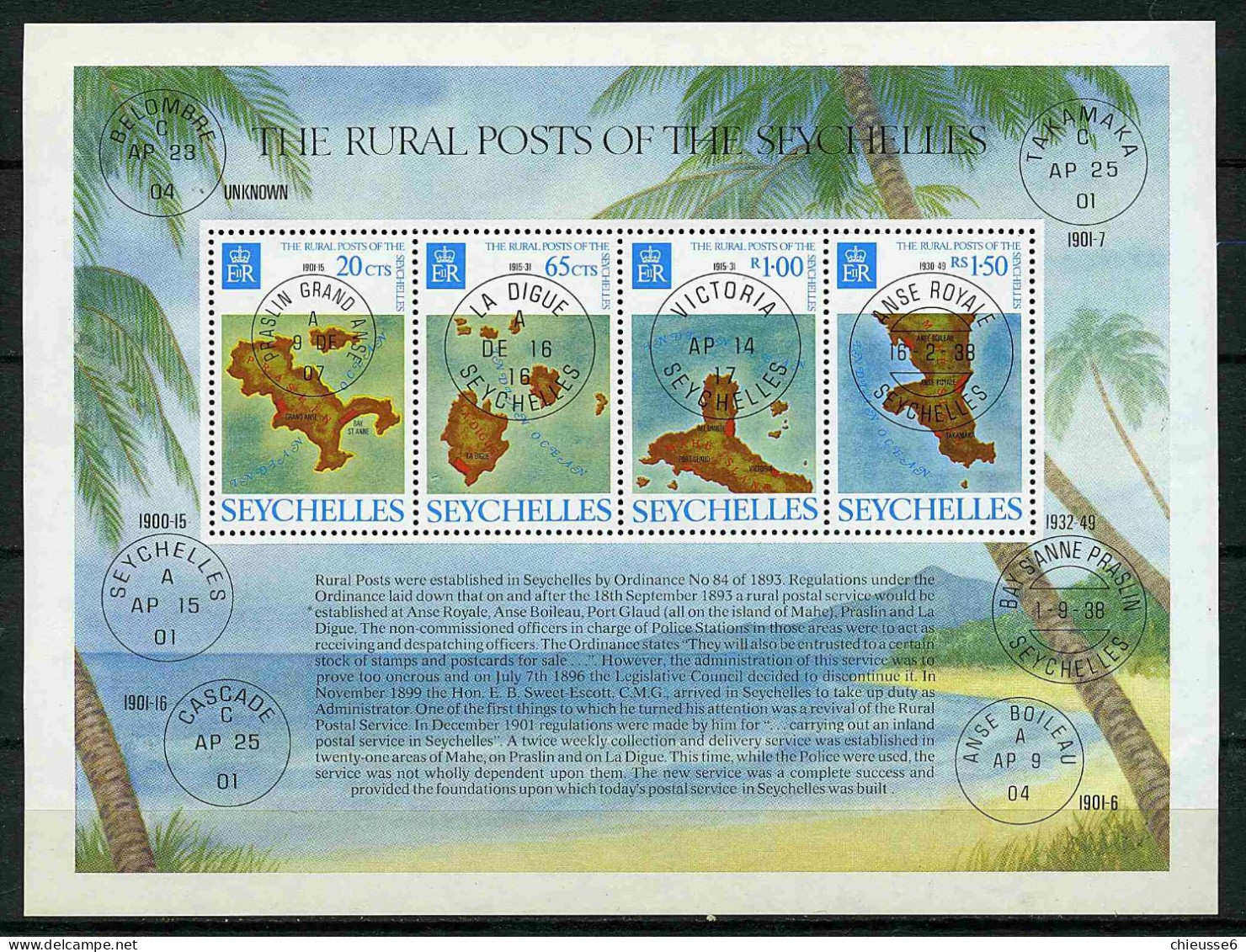 Seychelles Ob  Bloc 5 - Poste Rurale Des Seychelles - Seychelles (1976-...)