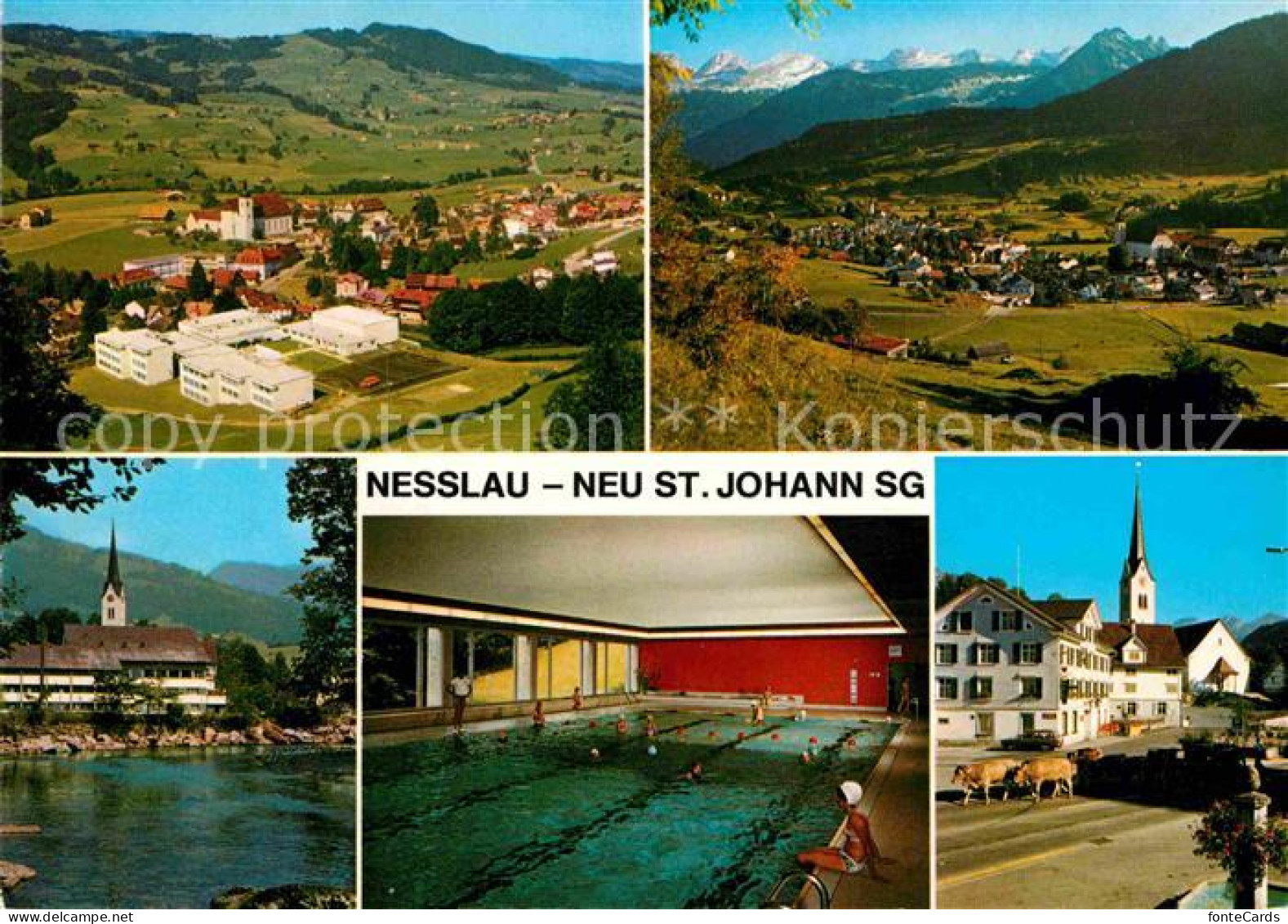 12678158 Neu St Johann Nesslau Fliegeraufnahme Panorama Hallenbad Kirche Neu St  - Other & Unclassified