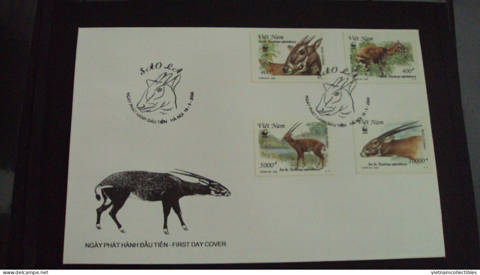 Local FDC WWF W.W.F. Vietnam Viet Nam With Imperf Stamps 2000 : Sao La / Saola (Ms827) - Viêt-Nam