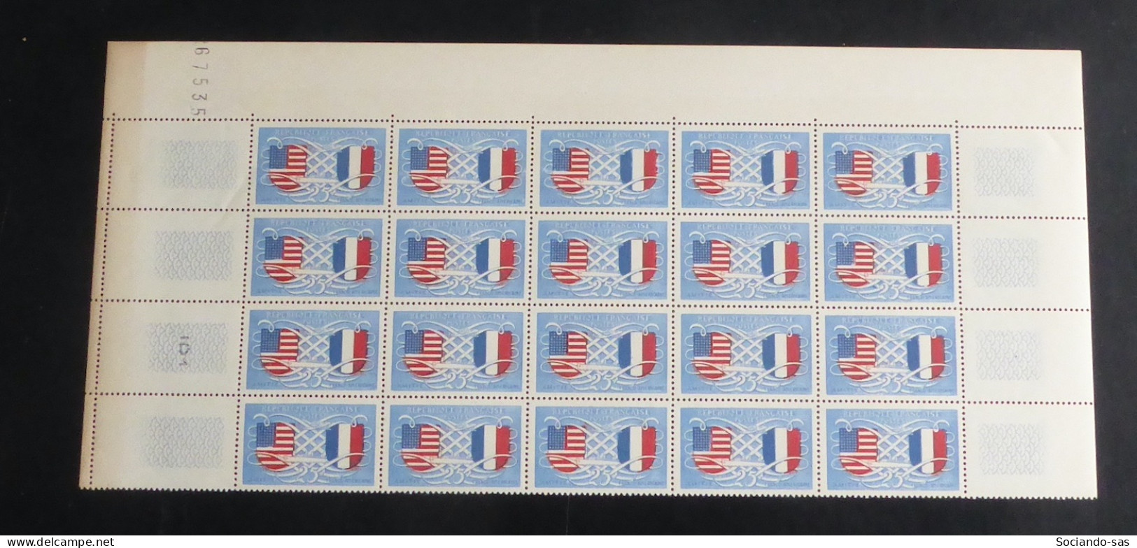 FRANCE - 1949 - N°YT. 840 - Amitié Franco-américaine - Bloc De 20 Bord De Feuille - Neuf Luxe ** / MNH / Postfrisch - Unused Stamps