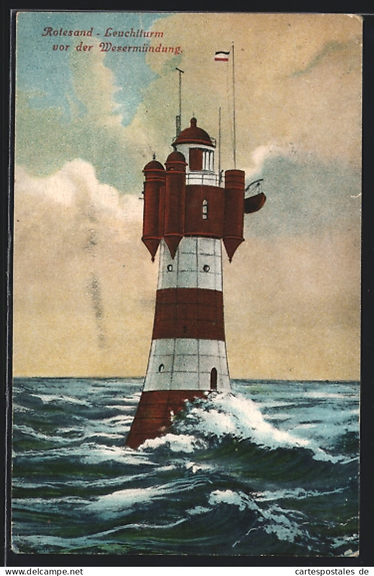 AK Rotesand-Leuchtturm Vor Der Wesermündung  - Lighthouses