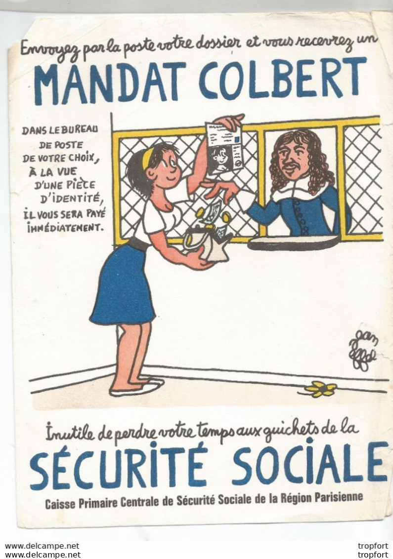 CB / Vintage / Old Blotter // RARE Buvard MANDAT COLBERT Sécurité Sociale LA POSTE Petit Manque + Usure G Voir Scan - Bank & Versicherung