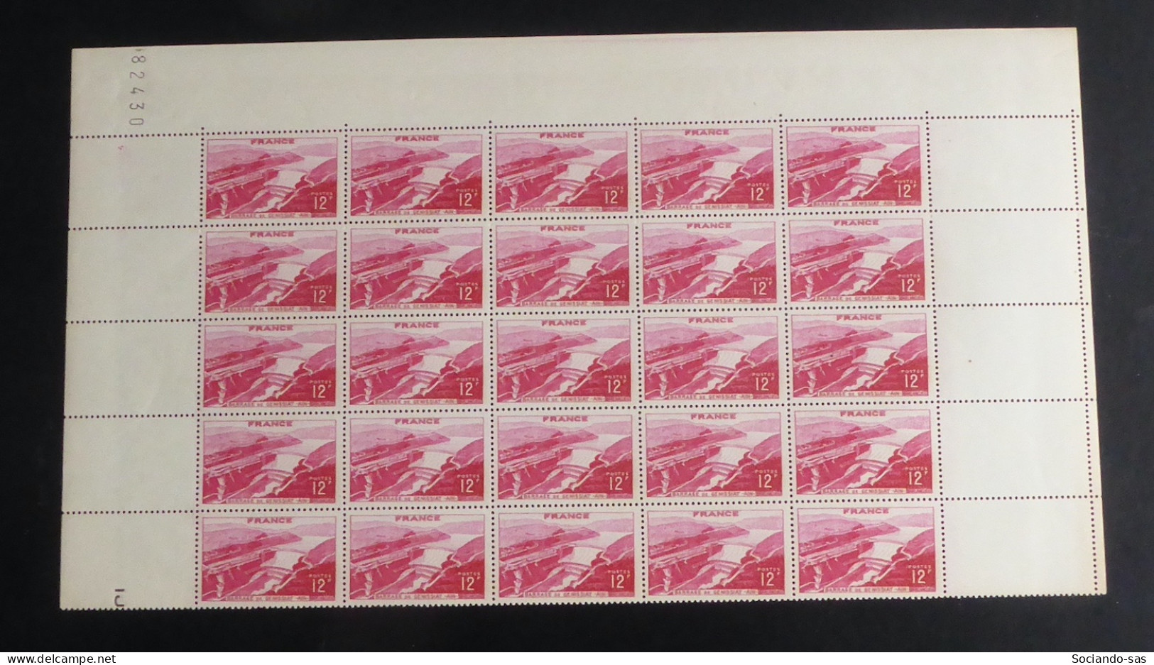 FRANCE - 1948 - N°YT. 817 - Barrage De Génissiat - Bloc De 25 Bord De Feuille - Neuf Luxe ** / MNH - Neufs