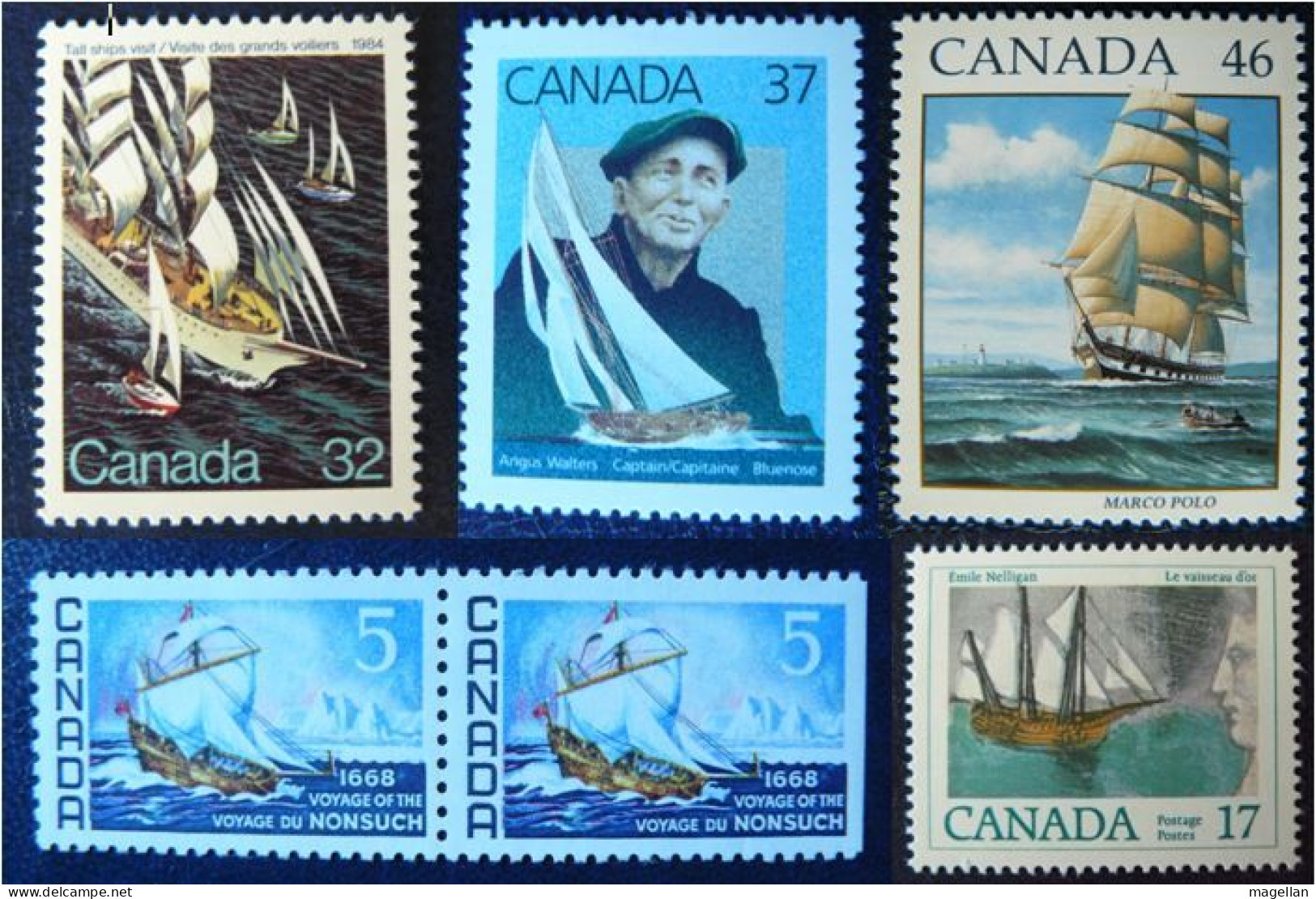 Canada Yv. 403 - 705 - 870 - 1077 - 1642 Neufs ** (MNH) - Bateaux - Voiliers (voir Description) - Barcos