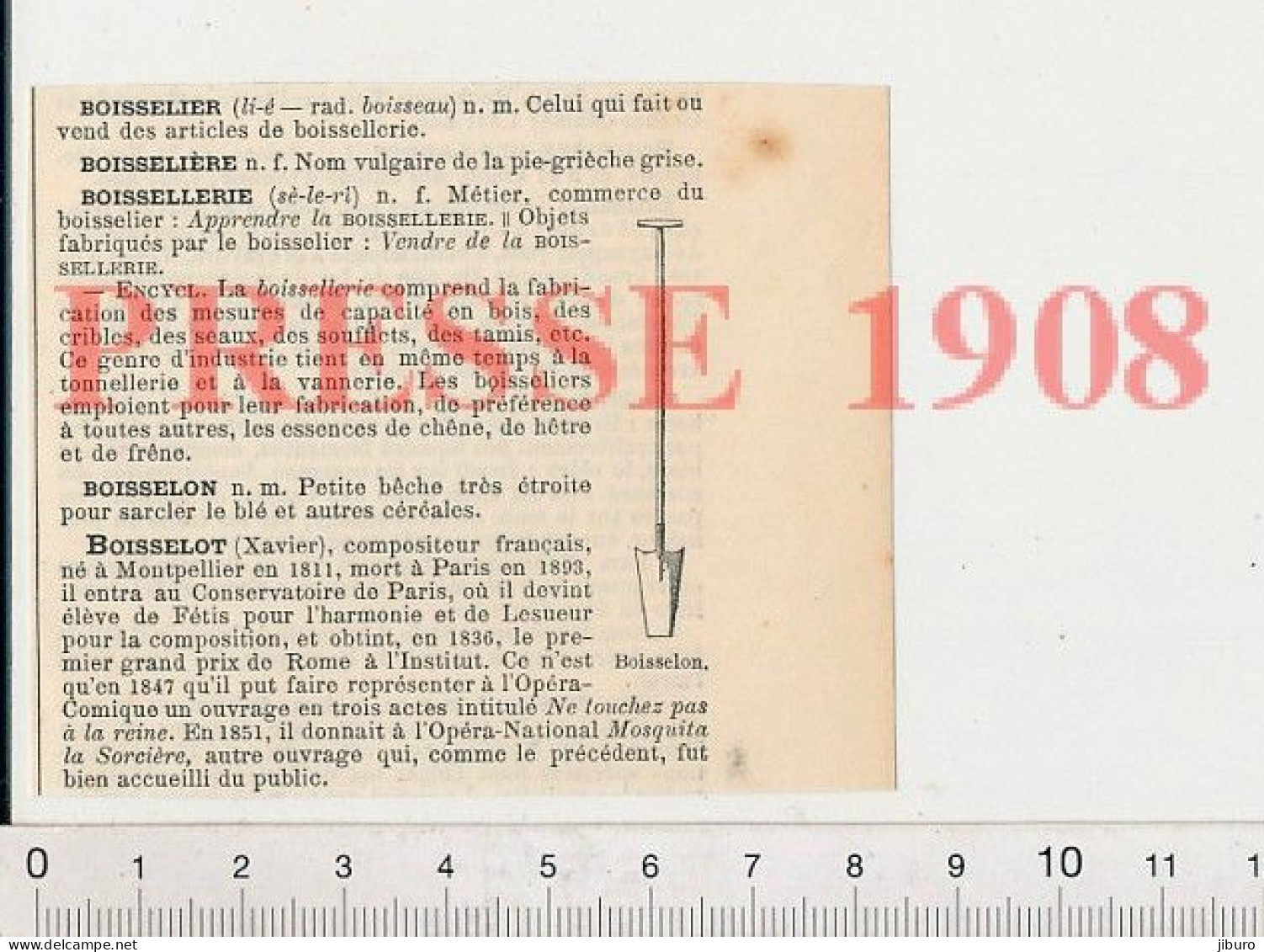 Doc1908 Boisselon Bêche Outil Pour Sarcler Le Blé Céréales Agriculture + Xavier Boisselot Musique Né à Montpellier 222C2 - Non Classés