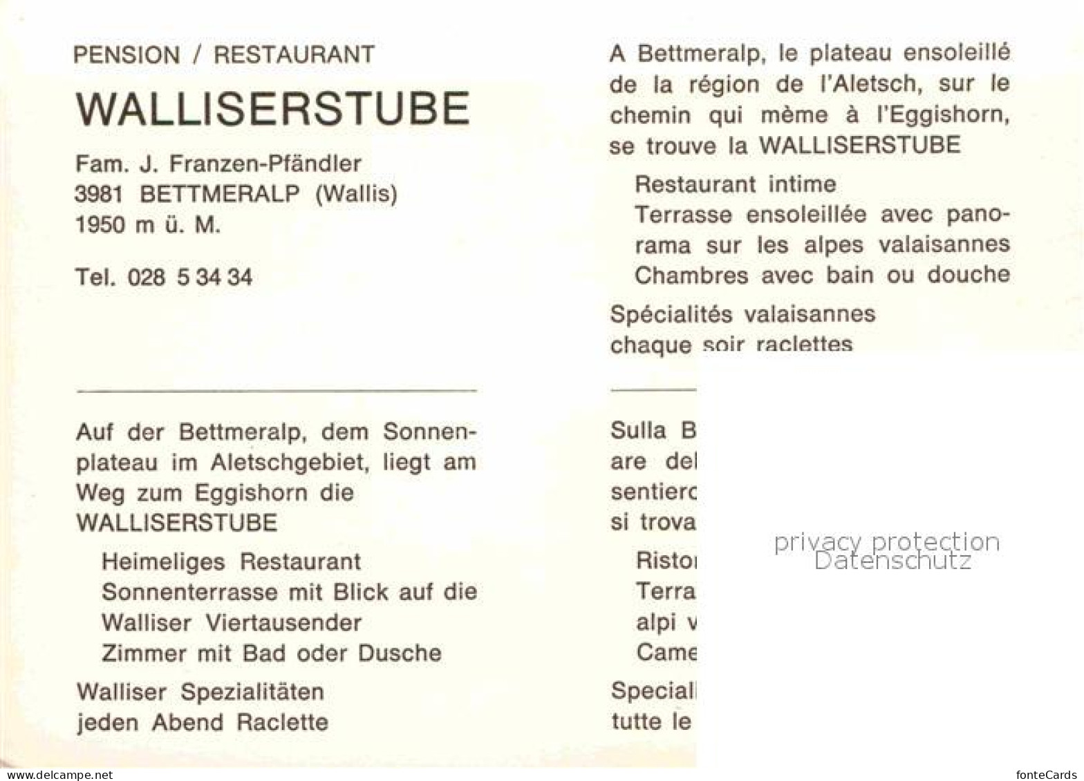 12675942 Bettmeralp VS Pension Restaurant Walliserstube Bettmeralp - Andere & Zonder Classificatie